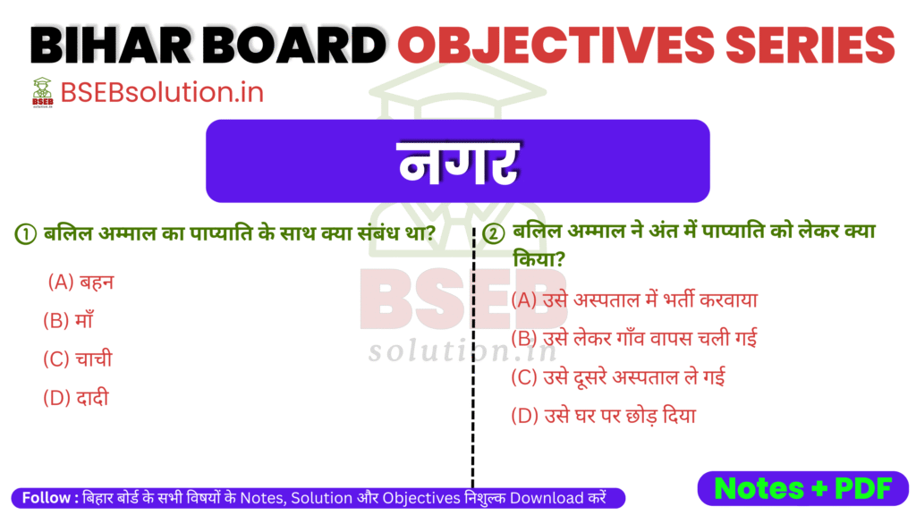 BSEB 10th Hindi Varnika Exercise 4 VVI Objectives